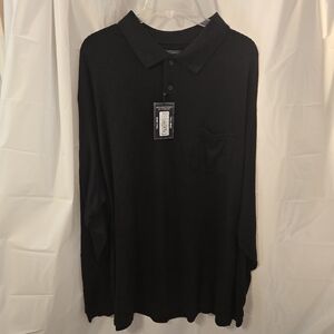 Roundtree & Yorke Mens 3XT Silky Finish Collection Long Sleeve Polo Black NWT